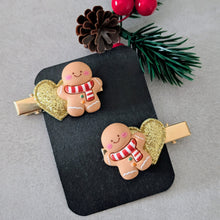 Charger l&#39;image dans la galerie, Barrettes x2 &quot;Bonhomme pain d&#39;épice&quot;