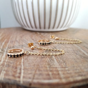 Boucles d'oreilles double "Clémentine" Noir