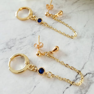 Boucles d'oreilles "Flora" Bleu Pétrole