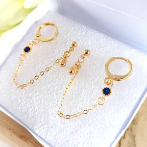 Boucles d'oreilles "Flora" Bleu Pétrole